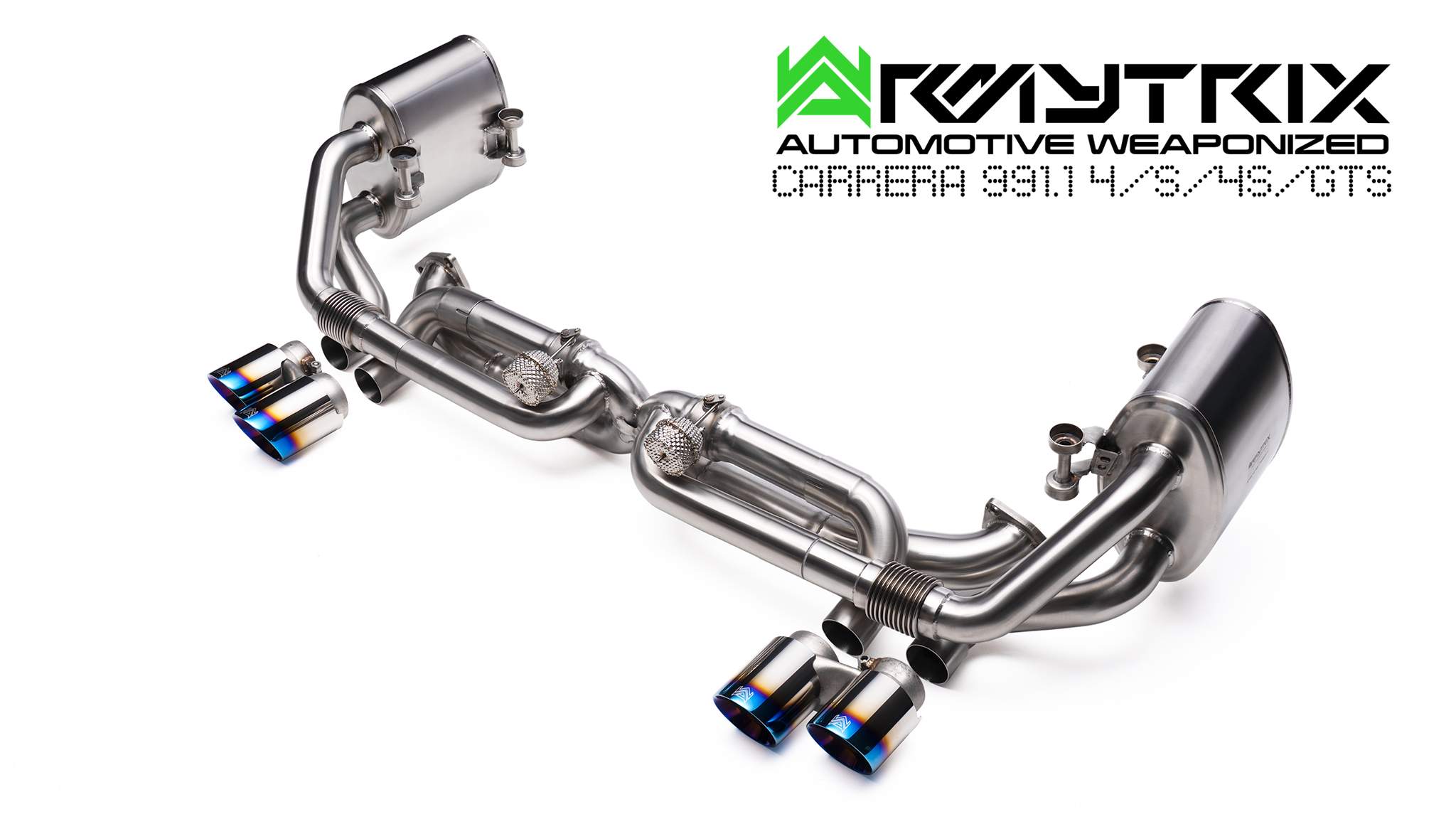 左方のテッラ ポルシェ 991.1 カレラ S ARMYTRIX エキゾースト モッド ベスト